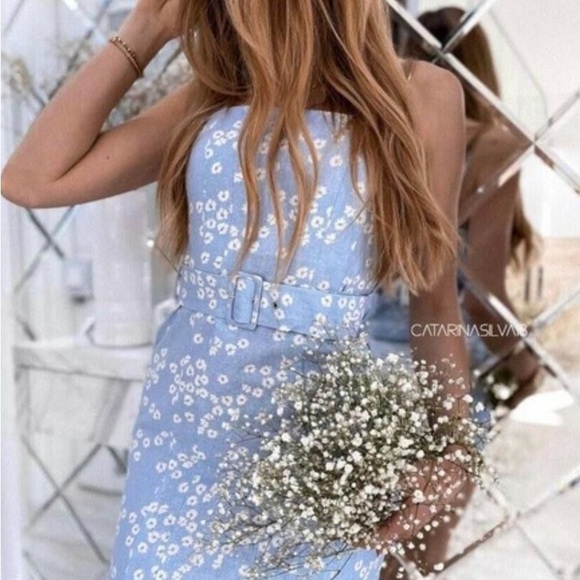 Zara Floral Printed Linen Blend Dress (23) - Picture 8 of 11